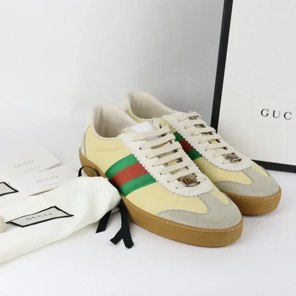 Gucci Distressed GG Canvas & Leather Sneakers